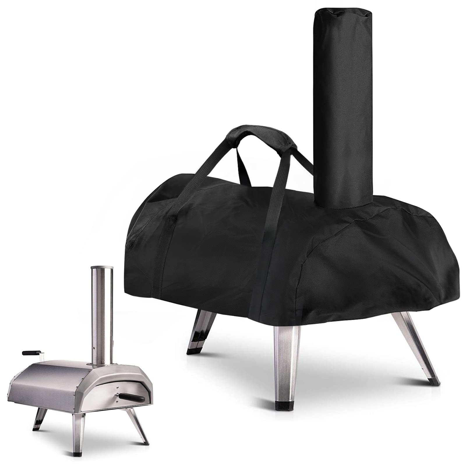 Fenghome Pizza Oven Cover for BIG HORN, Portable Pizza Oven Accessories Waterproof Pizza Oven Covers with Chimney Outdoor Protective Carry Cover-59x39x20cm(Black)
