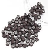 Vlasy 4mm Silicone Lined Hair Extension Beads, 100Pcs Brown | Extension Beads for Micro Beads Hair Extensions, Hair Beads for I Tip Hair Extensions, Hair Tinsel Beads, Micro Rings Beads