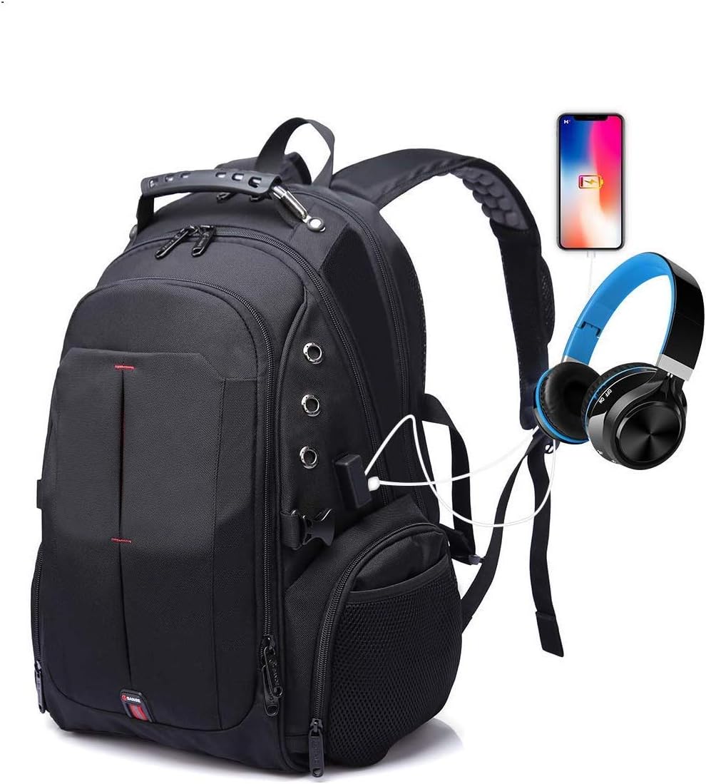 RL Avenger Polyester Bange Series 45L 15.6-inch Laptop Bags Backpack for Men and Women Waterproof USB Anti Theft Travel Backpack -Black