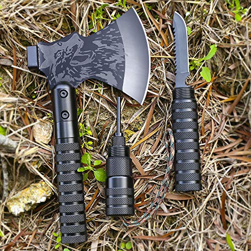 LIANTRAL Survival Camping Axe, Folding Tactical Axe Hatchet with Hammer