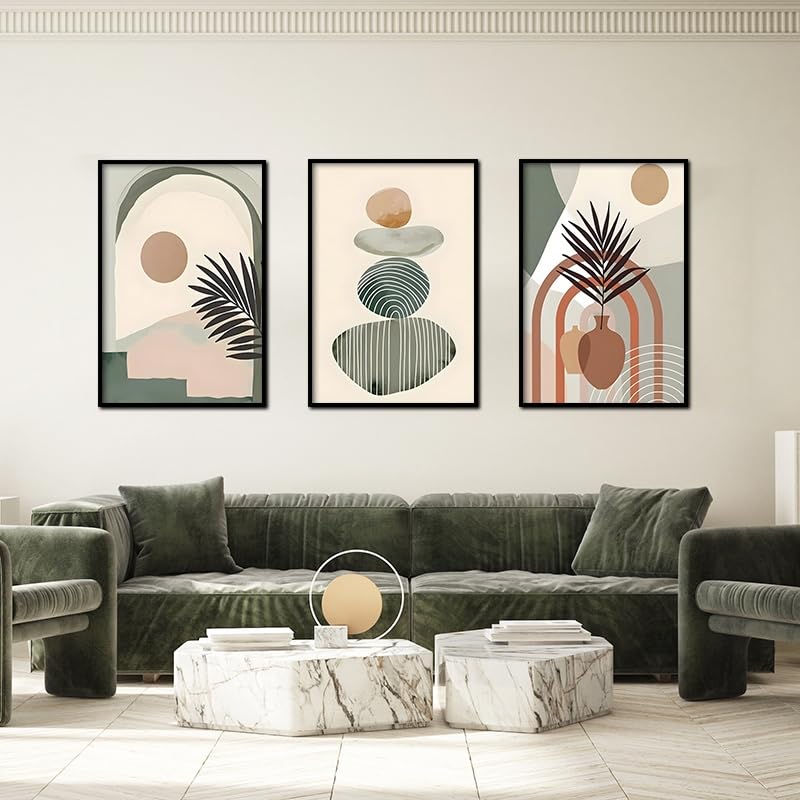 LPFNSF Modern Geometric Plant Decoration Poster, Artistic Abstract Decoration Painting, Printed Poster On The Background Wall Of The Bedroom, Living Room, Office, Frameless (A 8, 50x70cm*3)