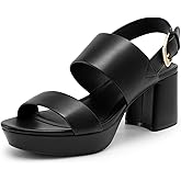 DREAM PAIRS Women's Comfort Chunky Heel Sandals – Platform Block Heels with Adjustable Buckle, Stylish & Comfortable for Daily Wear, Work, & Party Events