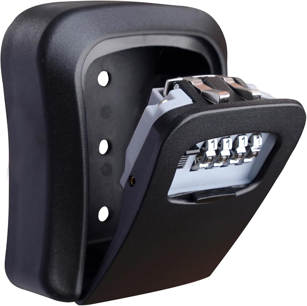 iGadgitz Home U7247 Black 4-Digit Combination Outdoor Key Lock Box Safe