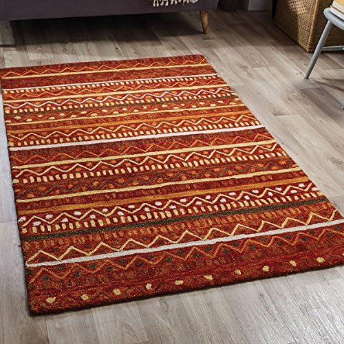 Jasper Wool Rug Tribal Red 120 x 170cm (4ft x 5ft3 approx)