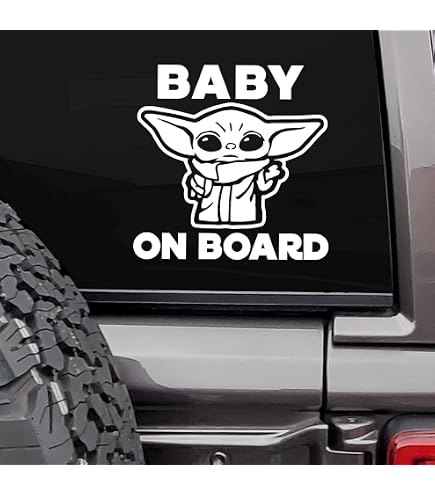 Autocollant Voiture Bébé Yoda "Bébé à Bord" - Sticker Amusant Pour Pare-chocs Ou Vitre - Vinyle Décoratif