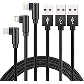 Hi-Mobiler Fast Charging Cable, 3ft Right Angle Cable,3 Pack Nylon Braided Fast Speed Data Sync Charging Cord Powerline Compatible with Phone 13/12/11/Pro/Xs Max/XS/XR/7/7Plus/X/8/6/SE(Black, 3FT)
