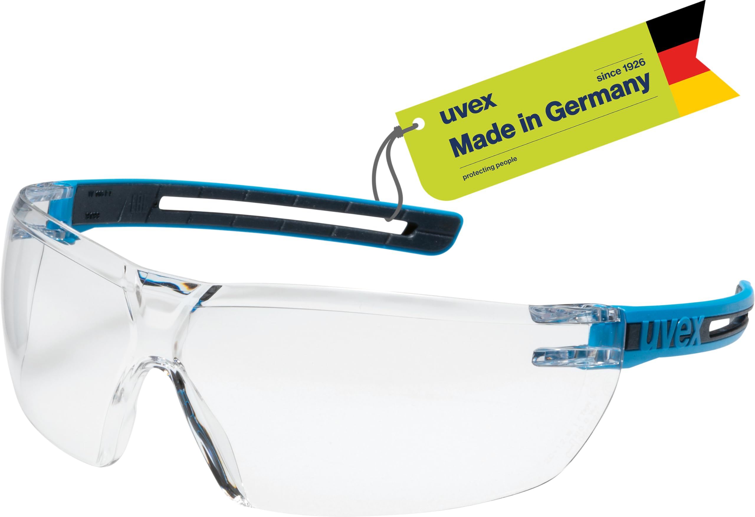 Uvex Tune-up Safety Glasses - Temple Glasses Supravision Excellence Technology - Metal-Free, Anti-Fog & Scratch-Resistant - One Size - Blue/Anthracite, Transparent