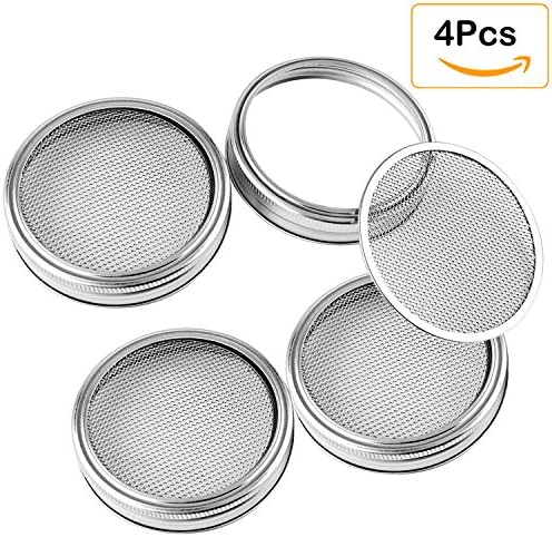 Sprouting Lids for Mason Jars- 4 Pack Seed Sprouting Lids for Ball,Canning Jars