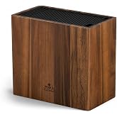 Universal Knife Block Without Knives, Acacia Wood Large Knife Holder | 26+ Slots with Blade-Separating Design, Fits Chef &amp; Steak Knives, Meat Cleavers, Scissors and Sharpening Rods for Kitchens