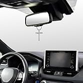 Tioollev Cross Hanging Ornaments for Car Rear View Mirror, Cross Metal Car Rear View Mirror Charm, Auto Ornament Intercession, Cross Pendant Decoration for Truck, Home Decor (Silver)