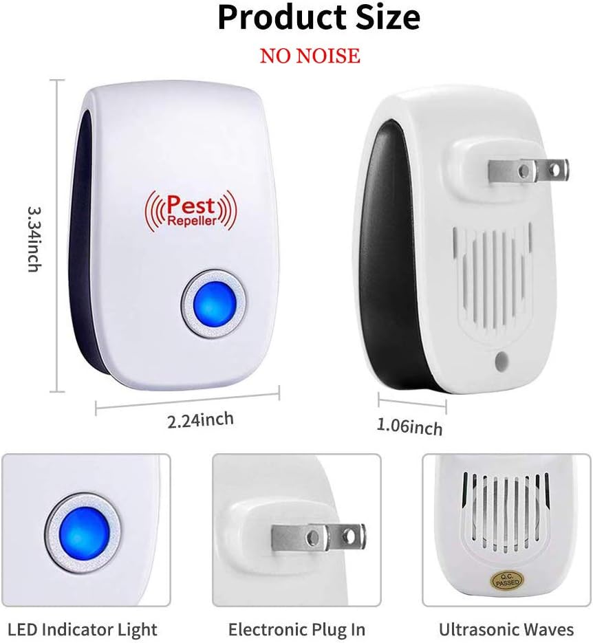 Hatrinna Pest Repellent, Ultrasonic Pest Repeller 6 Pack, Electronic Plug in Pest Control Set for Indoor, Home, Kitchen, Bedroom, Office, Hotel, Garages, Warehouse, Safe for Human and Pet : Garden & Outdoor