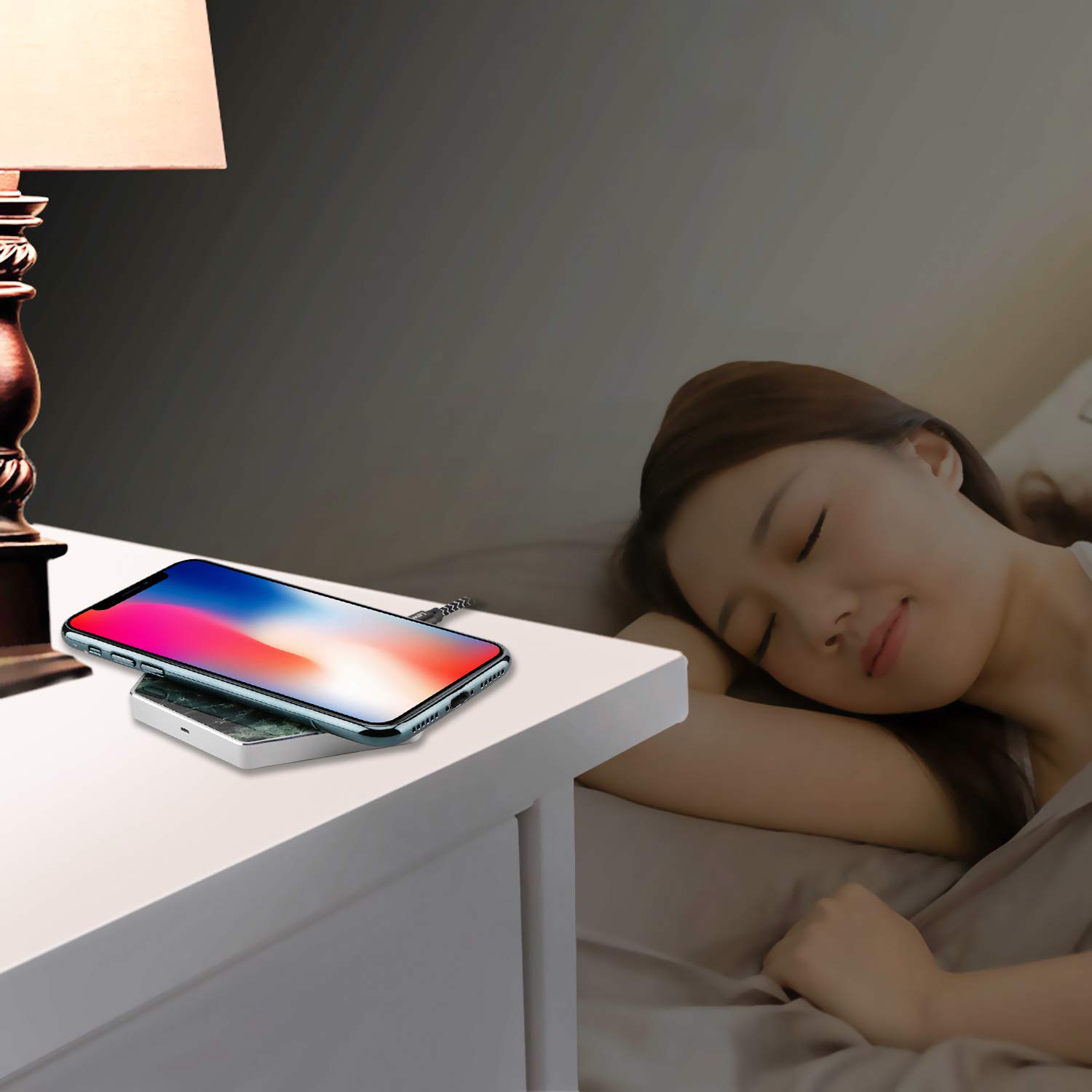 LEWOER Wireless Charging Charger, Wireless Charging Pad Fast Charging Base Compatible with iPhone 8/8 Plus/iPhone X, Galaxy S9/S9+/ S8/S8+/S7/S7 Edge and Other Qi-Enabled Phones(No AC Adapter)(Green)