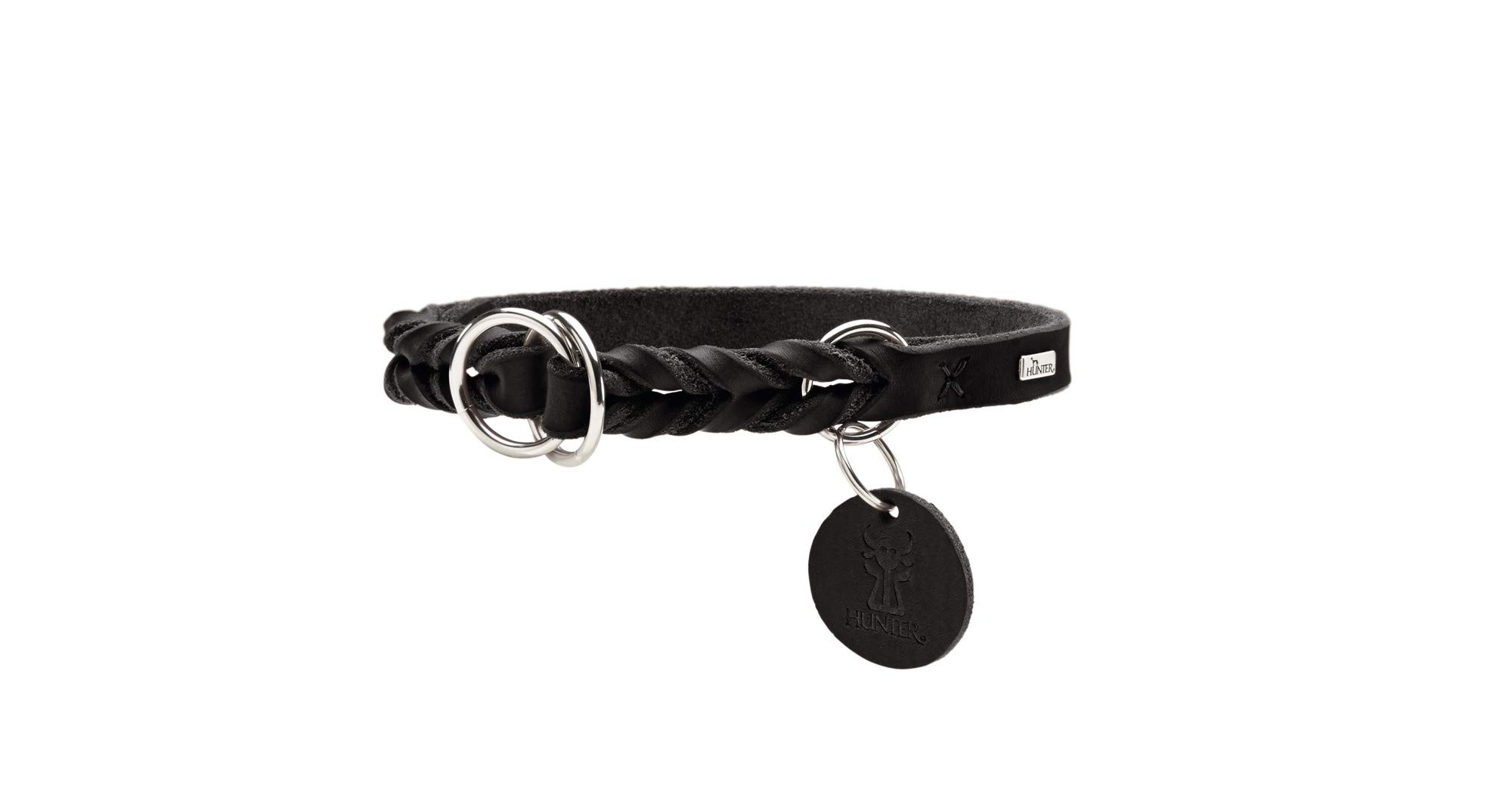 HUNTER SOLID EDUCATION training collar for dogs, leather, soft, non-slip, 60 (L), black