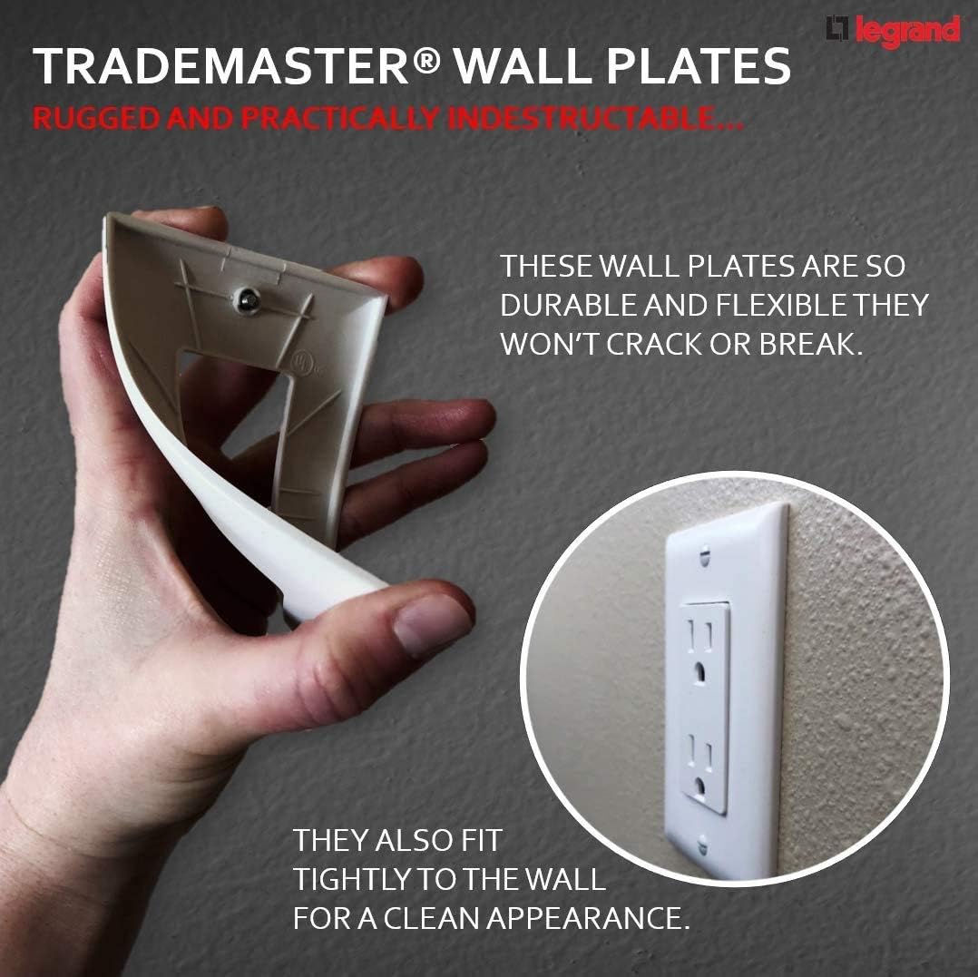 Legrand - Pass & Seymour TP262W Trade Master Wall Plate 2 Gang 2 Decorator, White, SMALL - Electrical Distribution Wall Plates - 