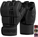 EVO Fitness MMA Gloves Matte Black Medium for Men Women Muay Thai Boxing view 1