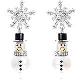 Christmas Earrings for Women Gold Snowflake Dangle Earrings Dainty Santa Hat Snowman Stud Earrings Winter Xmas Holiday Jewelry
