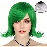 VNIHTT Women's Short Green Wig | Emerald Green Costume Anime Cosplay Wig for Adults | Halloween St. Patrick's Day Christmas Costume Party Hair