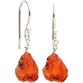 Gempires Real Carnelian Gemstone Dangle Earrings July Birthstone Handmade Jewelry Hypoallergenic Silver Plated Orange Crystal Dangle Women Earrings