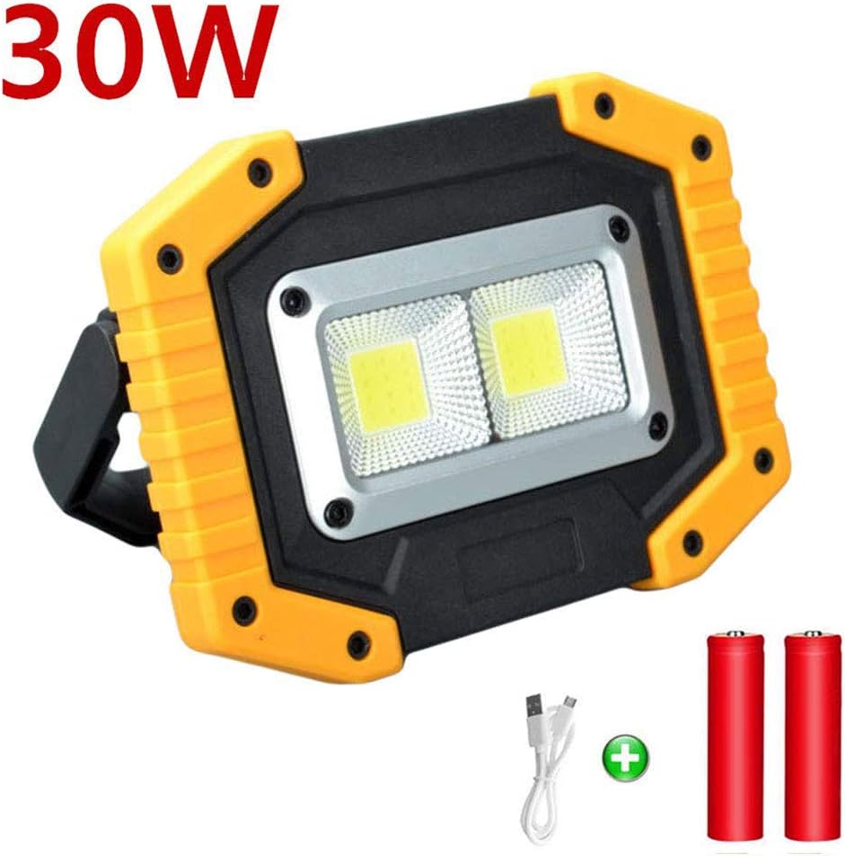 Portable Floodlight, 30W Rechargeable LED Work Light Floodlight Outdoor Floodlight Camping Lights with USB Waterproof for Outdoor Camping Travel Fishing Safety Lights (1)
