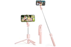 LOSODONA 44” Phone Tripod Selfie Stick for iPhone with Remote, Extendable Cell Phone Tripod Stand with Phone Holder, Portable Tripod for iPhone Android Phone, Camera, Video Recording (Pink)