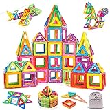Mibote Magnetic Building Blocks Magnet Tiles Set Educational Stacking Blocks Toys for Toddler Kids 126 Piece