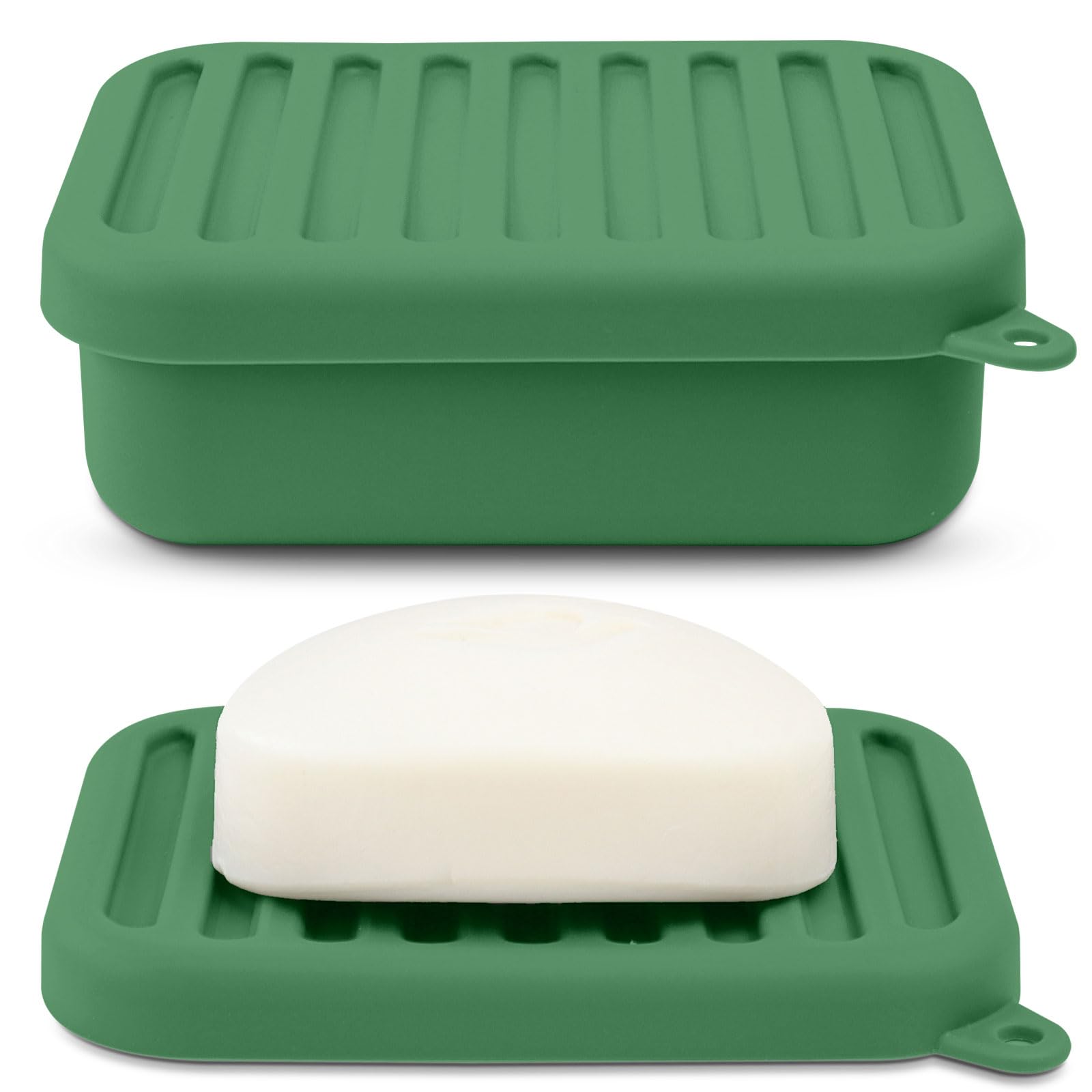 Superior Leak-Proof Silicone Travel Soap Case with Drainage Lid/Layer, Compact Bar Soap Container, Durable Soap Holder for Camping, Gym, and Travel Size Toiletries (Mint Green)