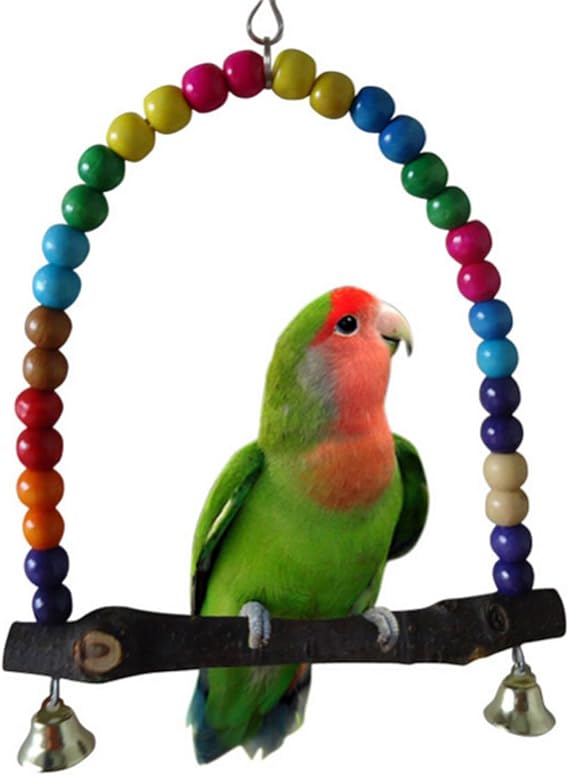 Wooden Bird Swings, 5.5’’ x 5.6’’ Multicolor Conure Cockatiel Swing