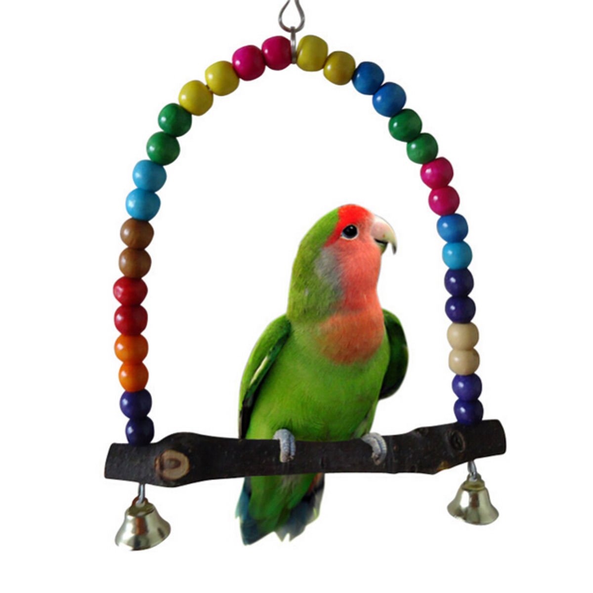 Parrot Toys Wooden Bird Swings, 5.5''x 5.6'' Multi-color Conure Cockatiel Swing Hanging Toys for Small Animal, Parakeets,Budgie
