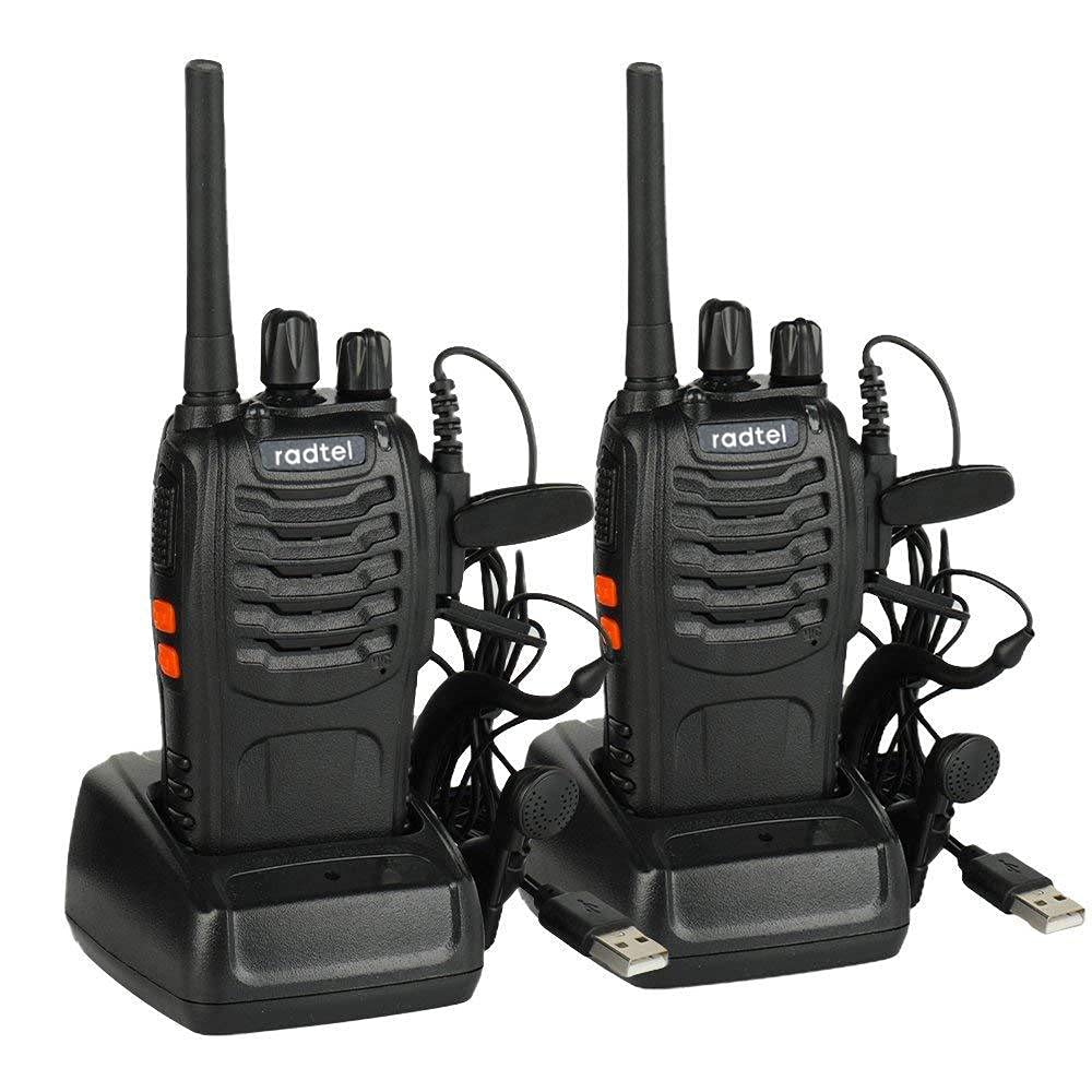 Radtel RT88 PMR 446Mhz Rechargeable Walkie Talkie 16 Channels Professional Walky Walky Radio Communication with USB Type Charging Earpiece VOX for Construction Restaurant Supermarket