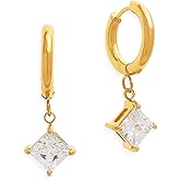 Frigotine Gold Huggie Hoop Earrings for Woman, Trendy Rhinestone CZ Crystal Dangling Earing Prom Fashion Jewelry Gift