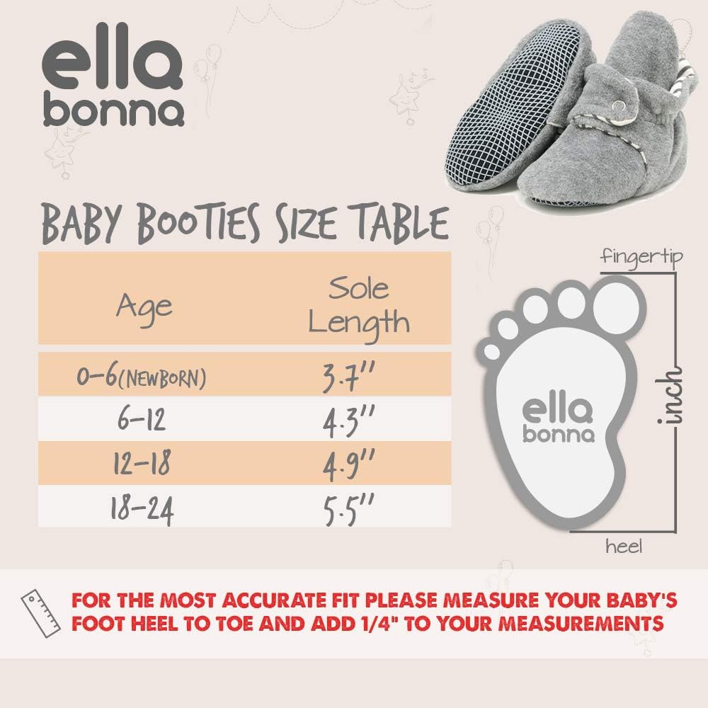  | Ella Bonna Mini Fleece Booties with Non Skid Bottom | Flexible | for Baby Boys Girls Toddlers | Boots