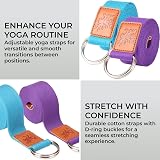H&S Yoga Straps 1.85m & 2.45m Set Cotton Belt Adjustable Blue view 2