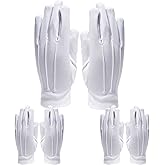 BOMJJOR 3 Pair White Glove for Kids Costume Formal Tuxedo Honor Guard Parade Nylon Cotton Gloves(3 Pair White Gloves)