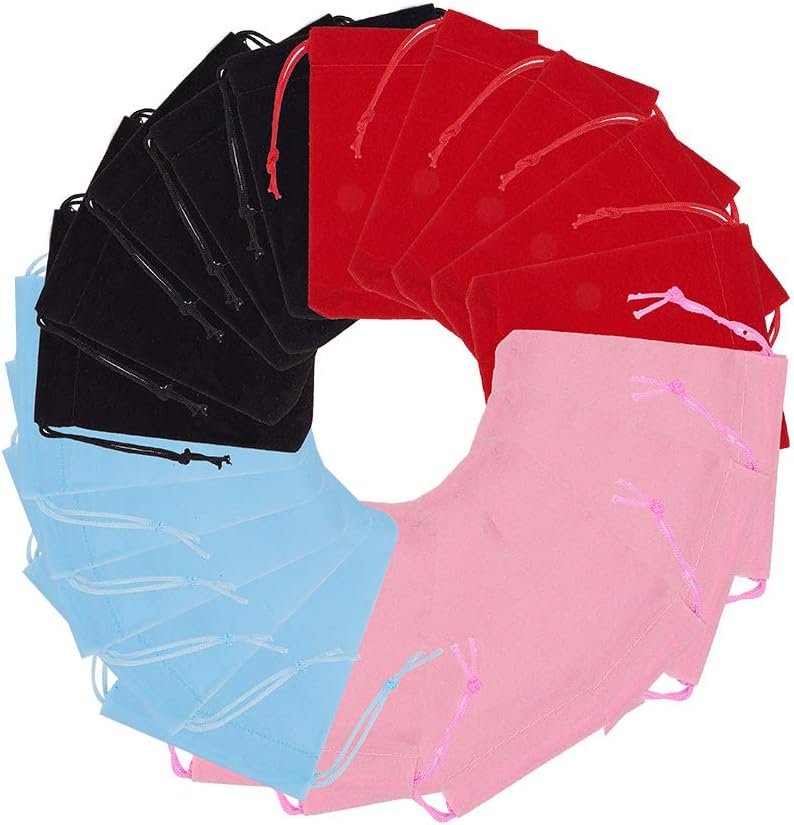 NBEADSNBEADS 100 Pcs Velvet Drawstring Bags Wedding Party Favour Gift Bags Candy Bags Jewelry Pouches 9x7cm