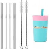 Metal Replacement Straws Compatible with Owala Kids Insulation Stainless Steel Tumbler 12 oz/15oz Plastic Water Bottle(For Owala 12oz/15oz)