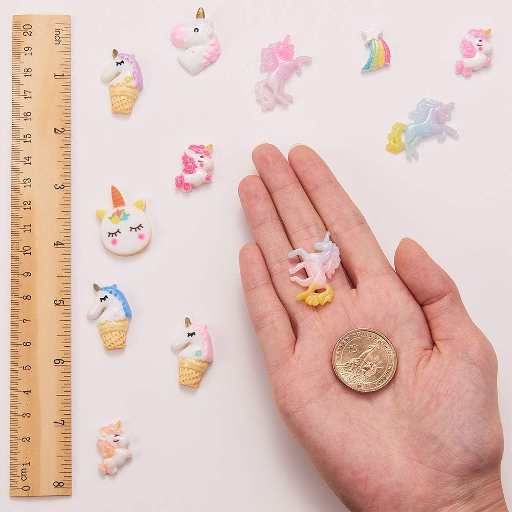 SUNNYCLUE 80PCS 10 Styles Unicorn Rainbow Theme Resin Flatback Cabochons Slime Beads Charms for DIY Phone Decor Scrapbooks Embellishments Hair Costume Accessories Ornaments - Image 4