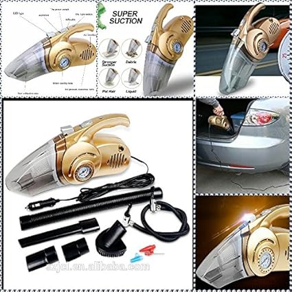 SUPERMALL 12V Handheld Car Vacuum Cleaner with 14 Feet Power Cord, HEPA Filter and LED Lamp (Multicolour)