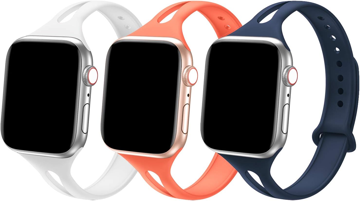 Bandiction Sport Band Compatible with Apple Watch 38mm 40mm, Soft Silicone Sport Strap Replacement Narrow Bands for iWatch Series 4 3 2 1 Sport Edition