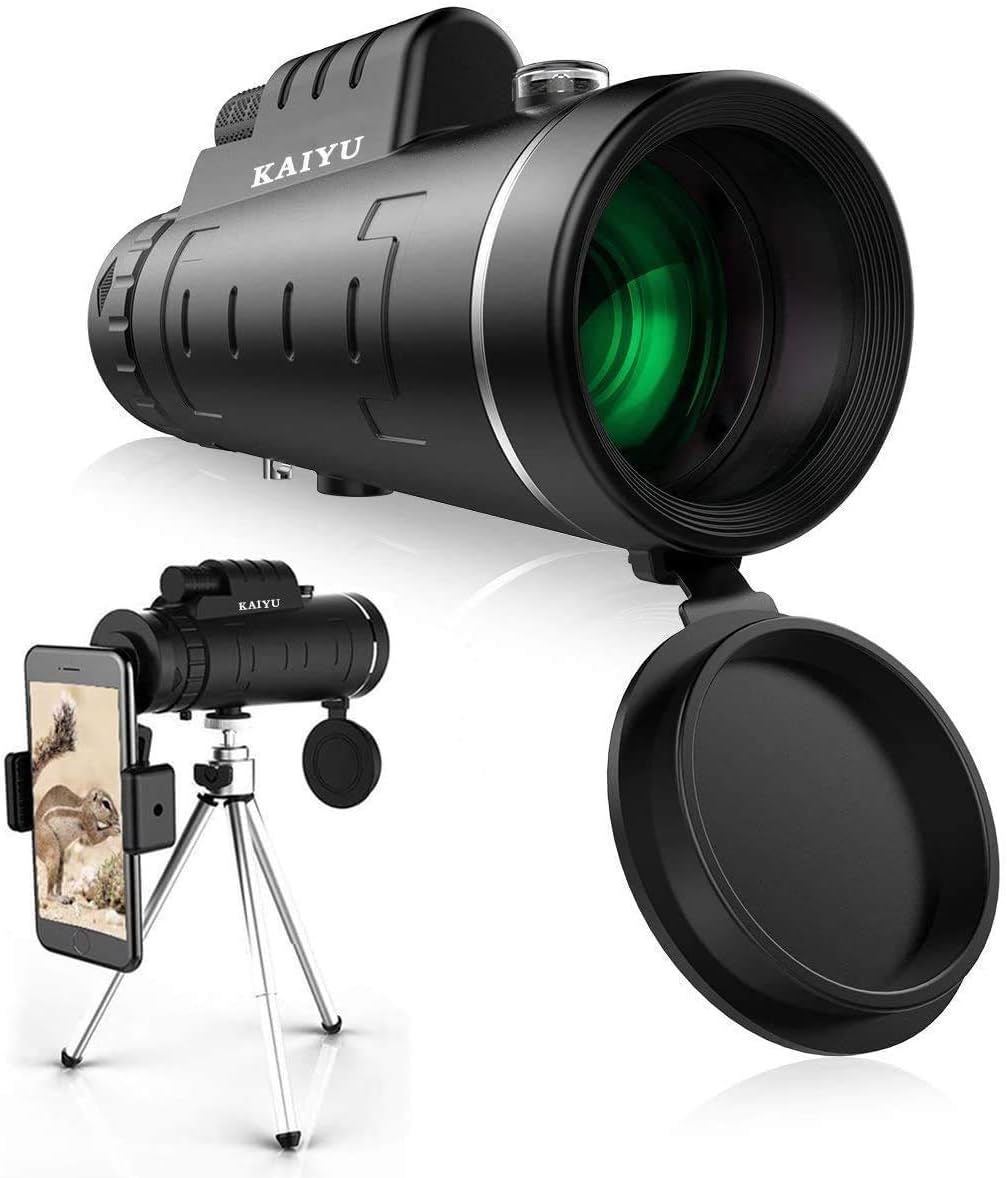 Monocular Telescope, 40X60 High Power HD Monocular with Smartphone Holder & Tripod - [Upgrade] Waterproof Monocular with Durable and Clear FMC BAK4 Prism Dual Focus for Bird Watching, Camping, Hiking : Camera & Photo