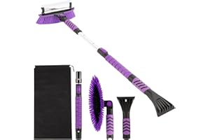 Lohhbve 42" Extendable Snow Brush, 3-in-1 Car Snow Brush with Squeegee & Ice Scraper & Detachable Design for Windshield Snow Removal for Car Truck SUV