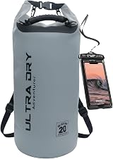 Ultra Dry Adventurer Premium 20L Waterproof Dry Bag with Phone Case Gray