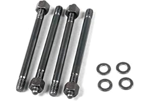 ARP Carburetor Stud, 5/16-18 and 5/16-24 in Thread, 4.4 in Long, Hex Nuts, Chromoly, Black Oxide, Set of 4