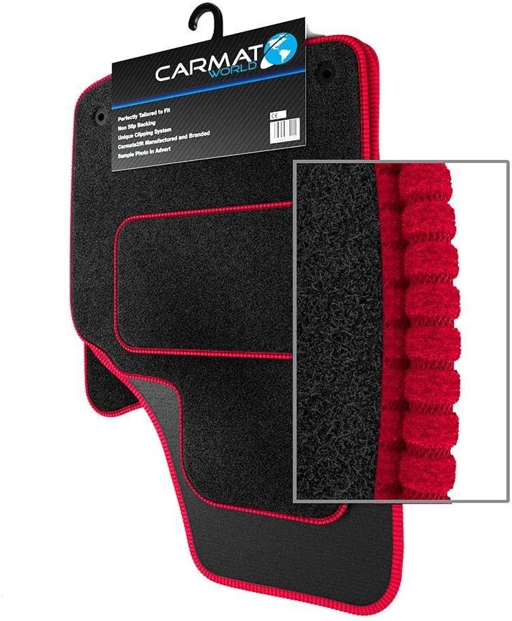 Kia Sportage (2016-present) Tailored Car Mats Premium (750gm Carpet) Black Red Rib