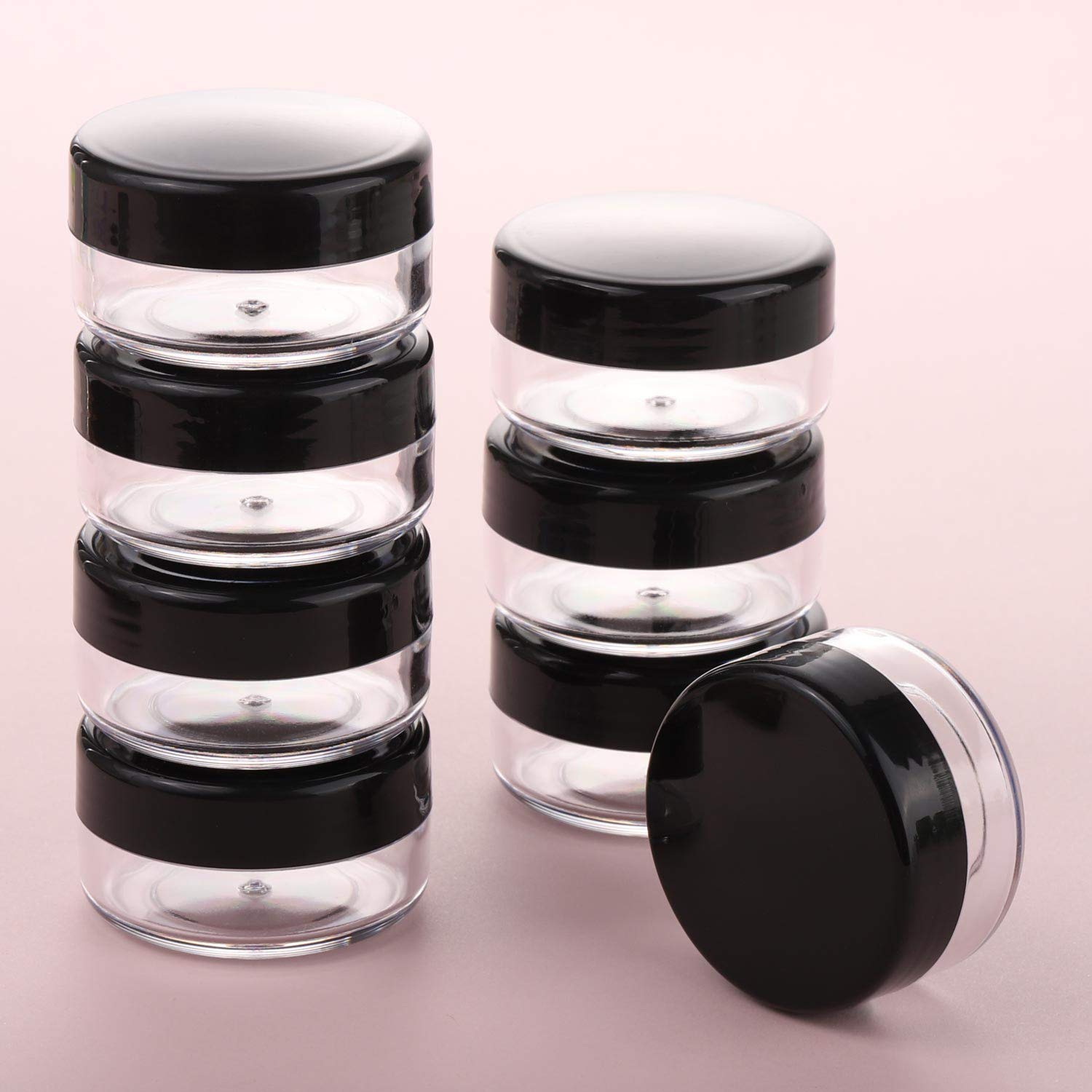 100 Pieces TSA Approved Small Jars with Lids Plastic 10g Travel Toiletries Containers for Cream and Lotion