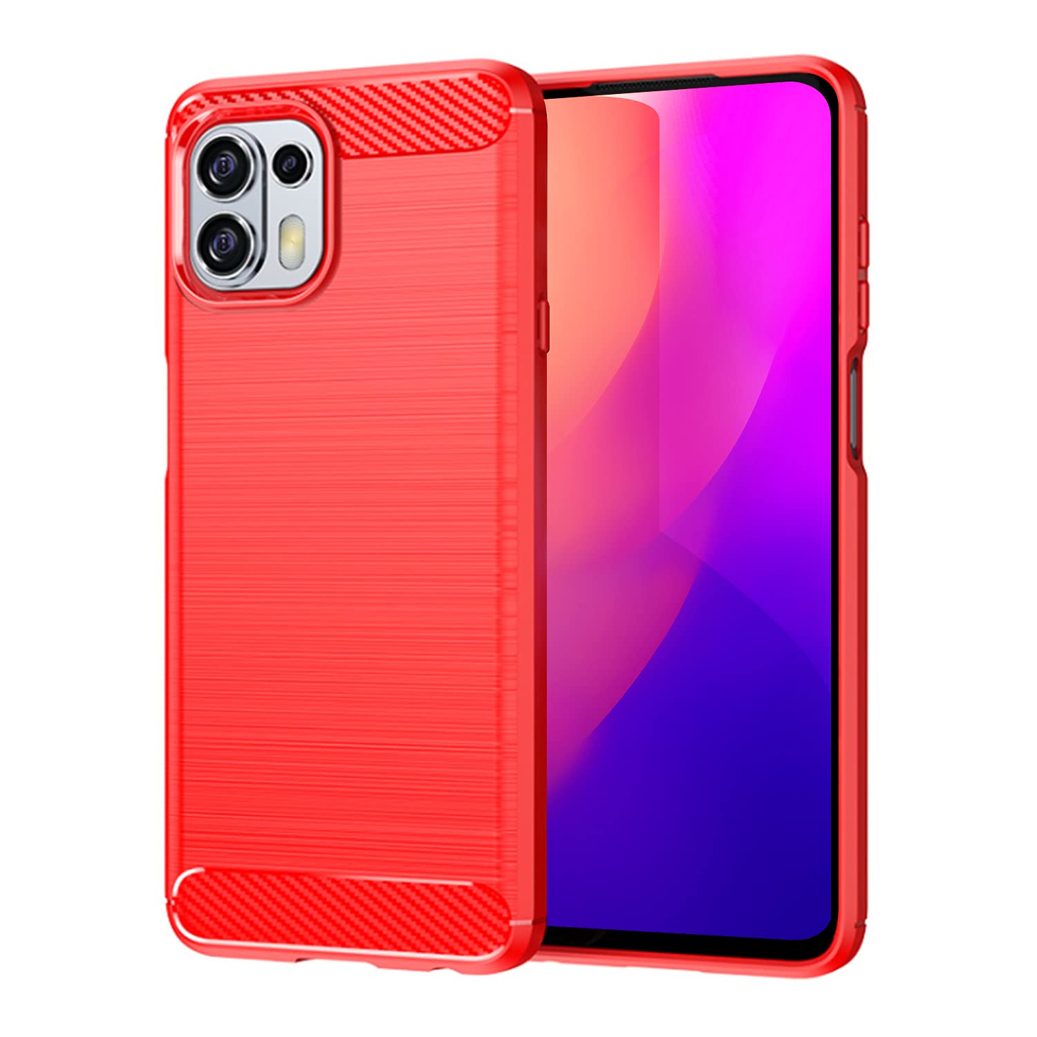 SCL Case for Moto Edge 20 Lite Case [Red], Carbon Fibre Effect Gel Grip Protection Cover [Anti Scratch][Anti Collision] Case Compatible with Motorola Edge 20 Lite