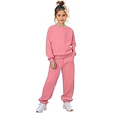 Yesfashion Girls 2 Piece Outfits Raglan Sleeve Sweatshirt and Sweatpants Fashion Tracksuits Sets, 4-13Y