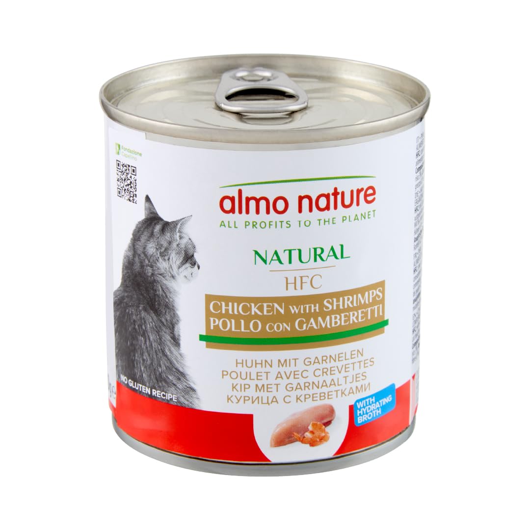 Almo Nature HFC Natural - Wet Cat Food for Cats - Chicken and Shrimps - 280g (Pack of 12)