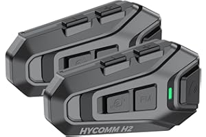 HYCOMM H2 Motorcycle Helmet Bluetooth Headset, 2 Riders Communication Systems, Easy Pairing, 35H Long Battery, Noise Cancelli
