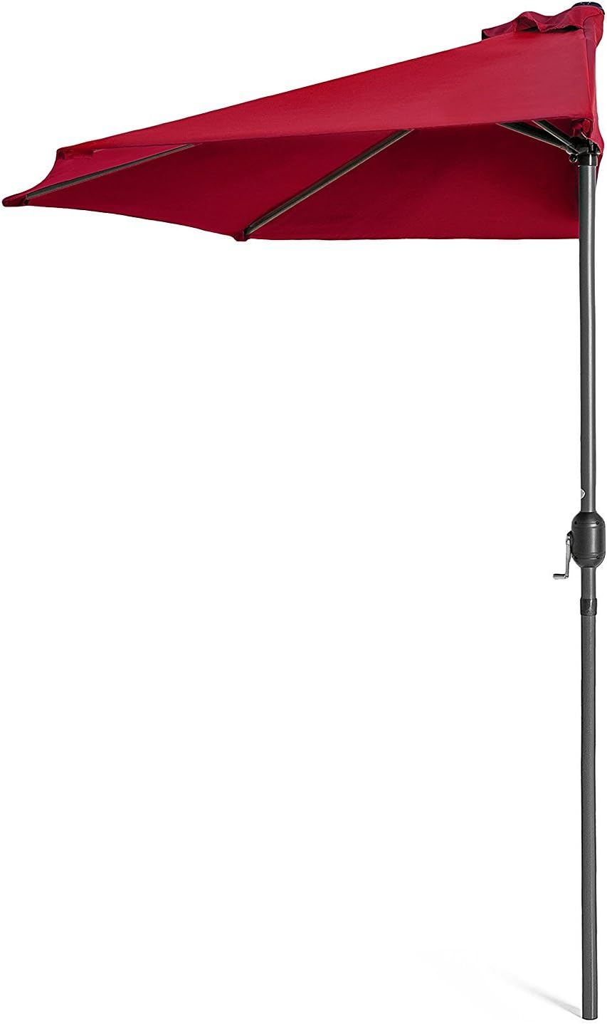 Amazon Com Best Choice Products 9ft Steel Half Patio Umbrella For Backyard Deck Garden W Crank Mechanism Uv And Water Resistant Fabric Red Garden Outdoor