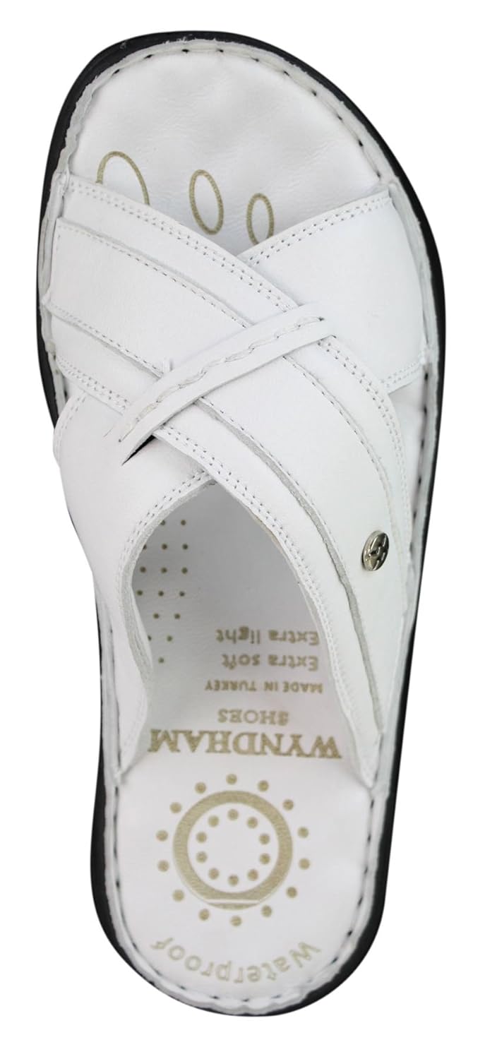 Mens Pure Real Leather Flip Flops Slip On Slippers Premium Comfort